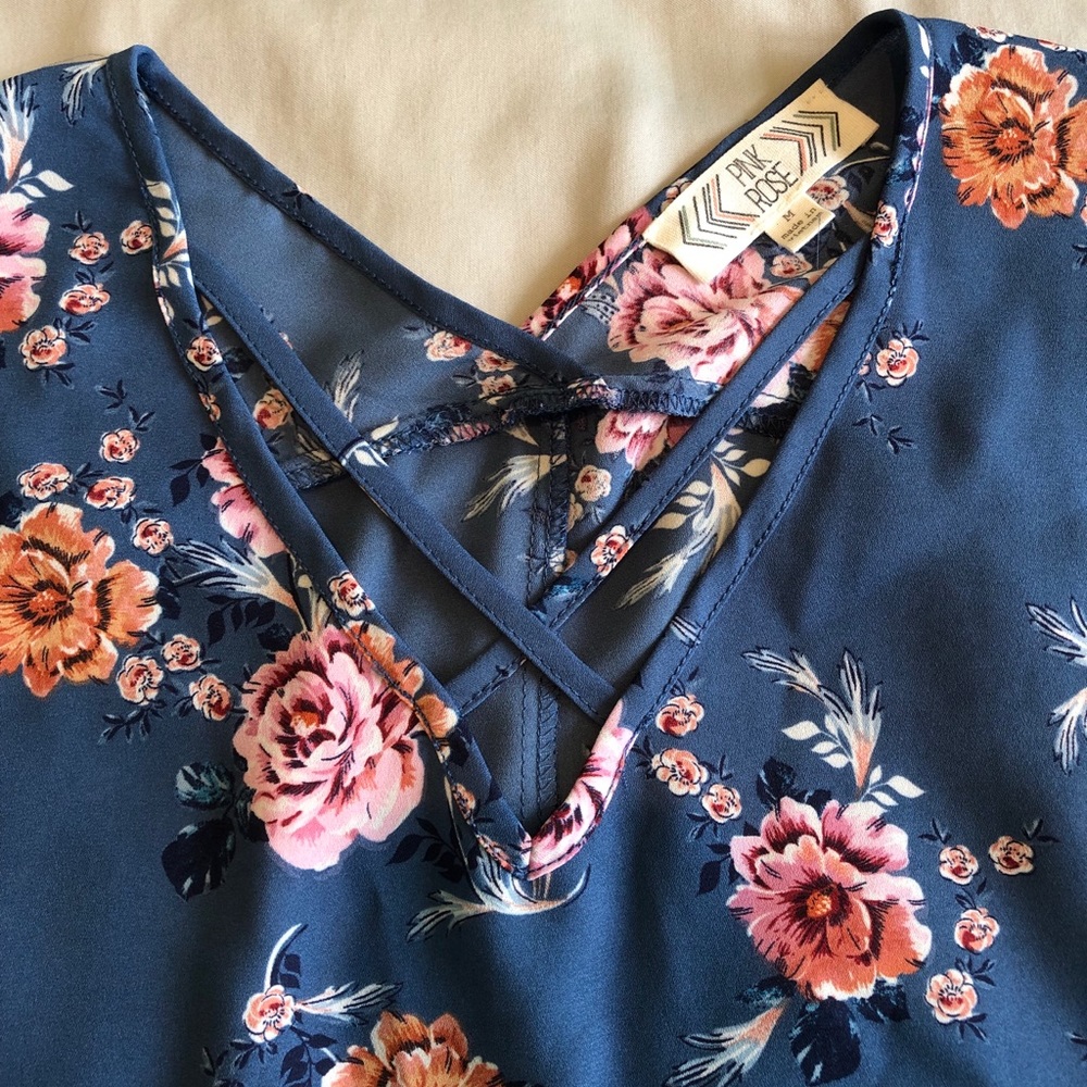 PINK ROSE flower blouse - Picture 3 of 5